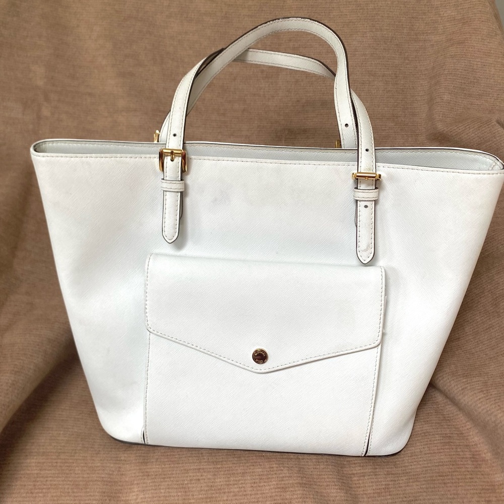 Michael Kors White Saffiano Leather Tote